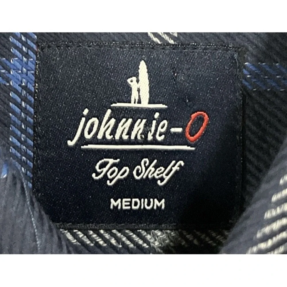 johnnie-O Fayette Button‎ Up Shirt Wake Checked Cotton Blue Medium NWT $168